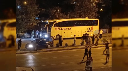 Otomobilin otobse arpt anlar kamerada
