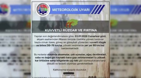 Karab�k Valili�inden f�rt�na uyar�s�