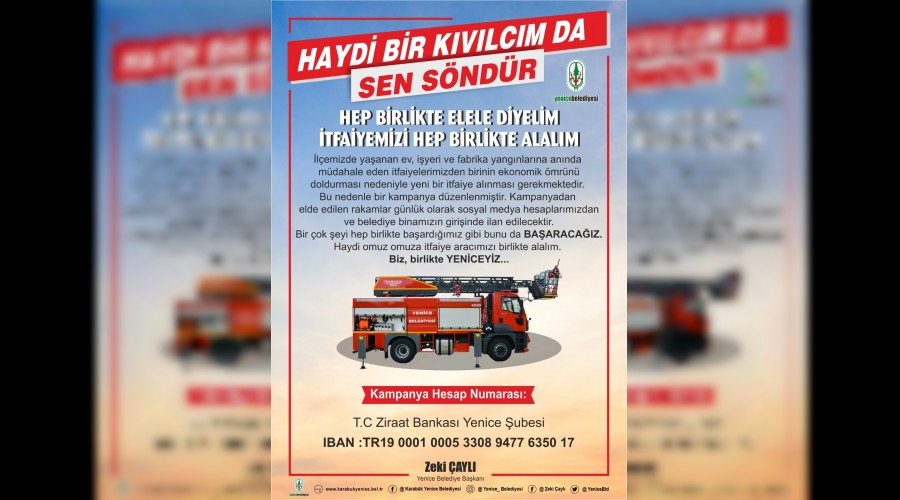 Yenice Belediyesinden itfaiye arac kampanyas