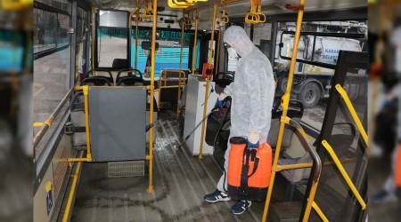 Otobsler korona virse kar dezenfekte ediliyor