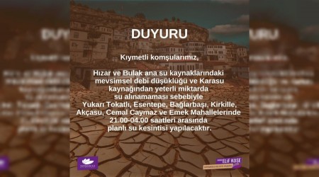 Safranbolu Belediyesi'nden su kesintisi duyurusu