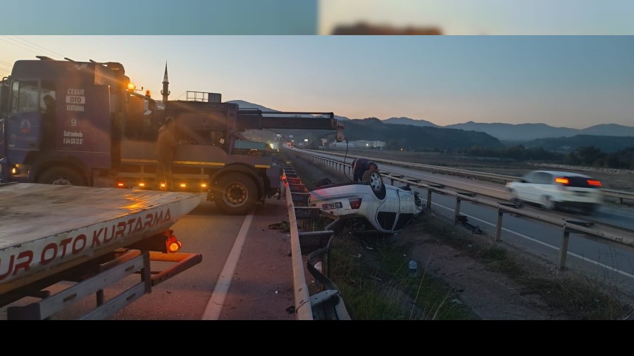 Kontrolden çıkan otomobil takla attı: 2 yaralı