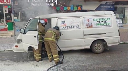 Park halindeki panelvan minibste yangn panii