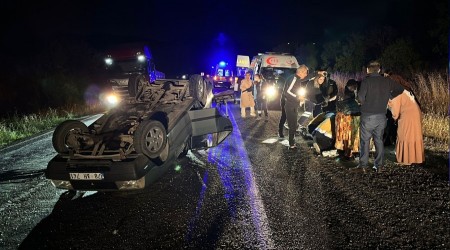 Kontrolden kan otomobil takla atp ters dnd: 1'i ocuk 4 yaral