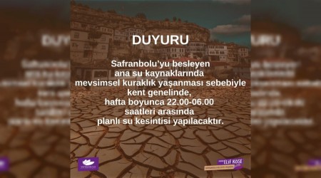 Safranbolu Belediyesi'nden su kesintisi duyurusu