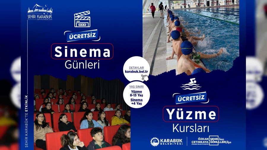 Karab�k�te �ocuklara �cretsiz y�zme ve sinema etkinlikleri s�r�yor