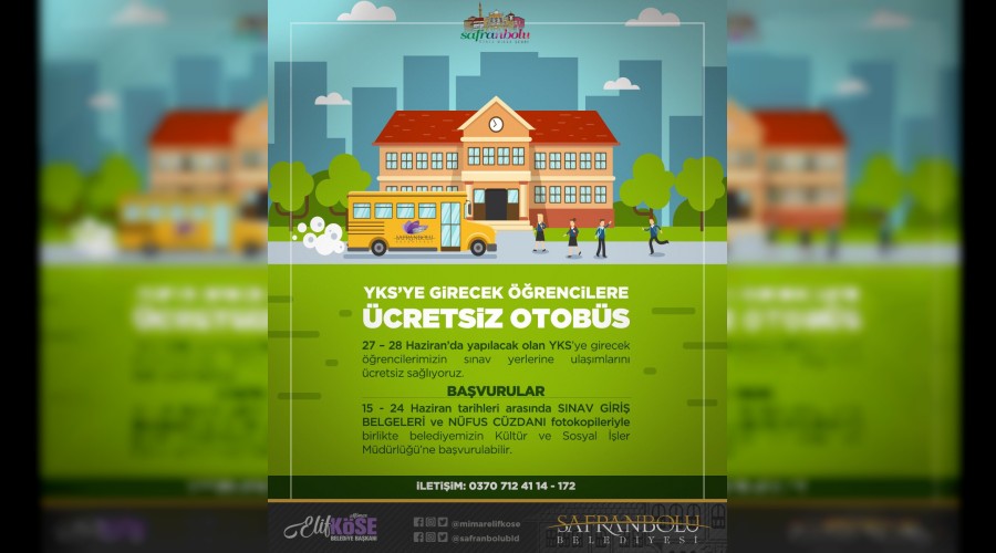 Safranbolu Belediyesi'nden YKS'ye gireceklere cretsiz otobs