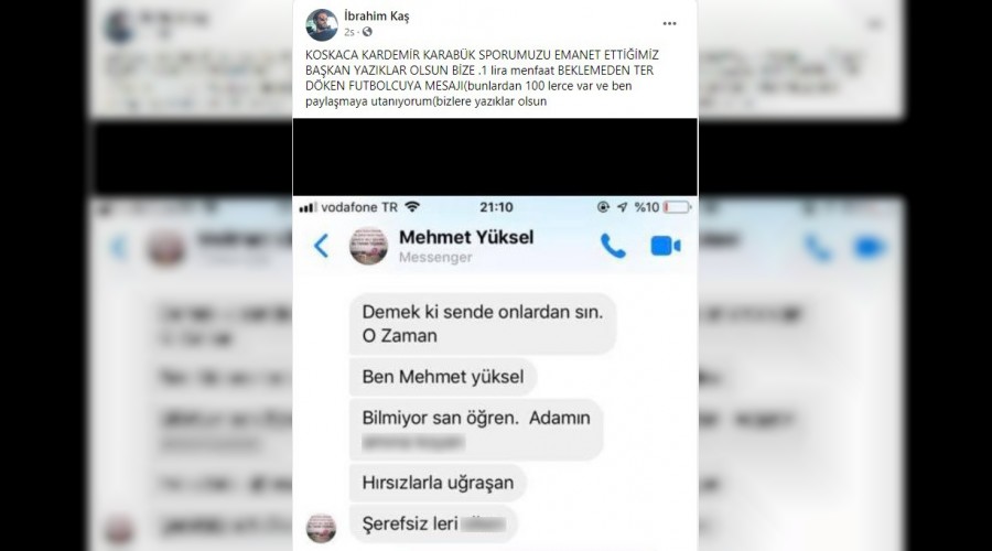 Başkan'dan futbolcuya hakaret içerikli mesaj