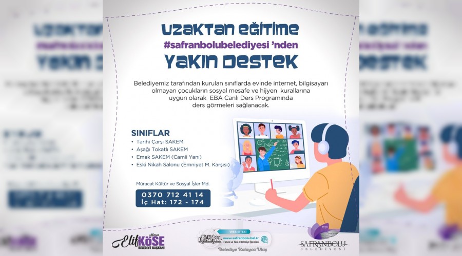 Safranbolu Belediyesi, renciler iin EBA Uzaktan Eitim Snf kurdu