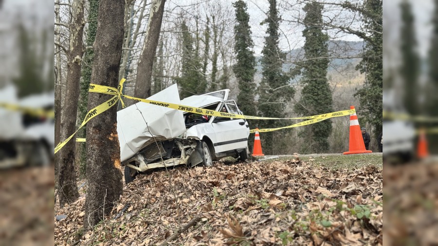 Otomobil a�aca �arpt�: 1 �l�, 2 yaral�