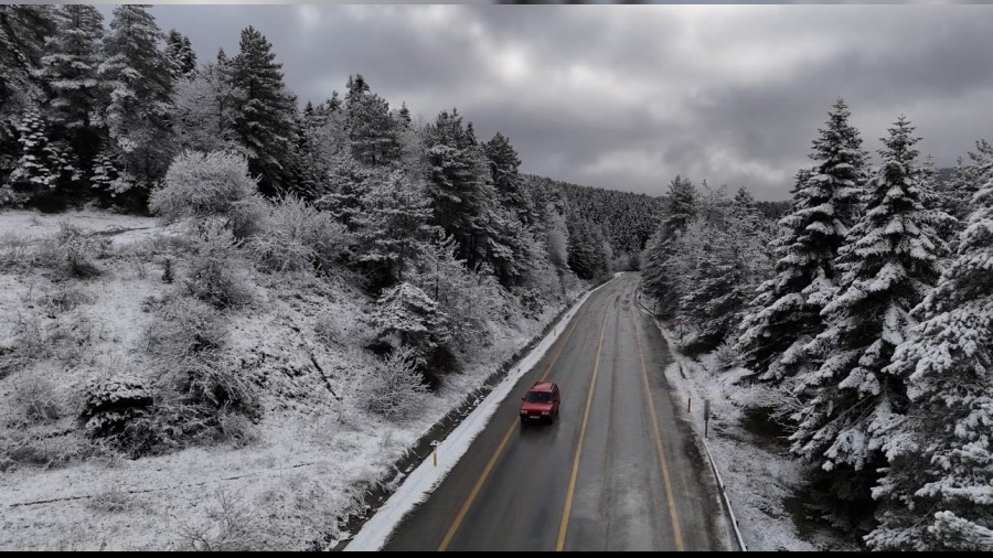 Karab�k'te kar manzaralar� dronla g�r�nt�lendi