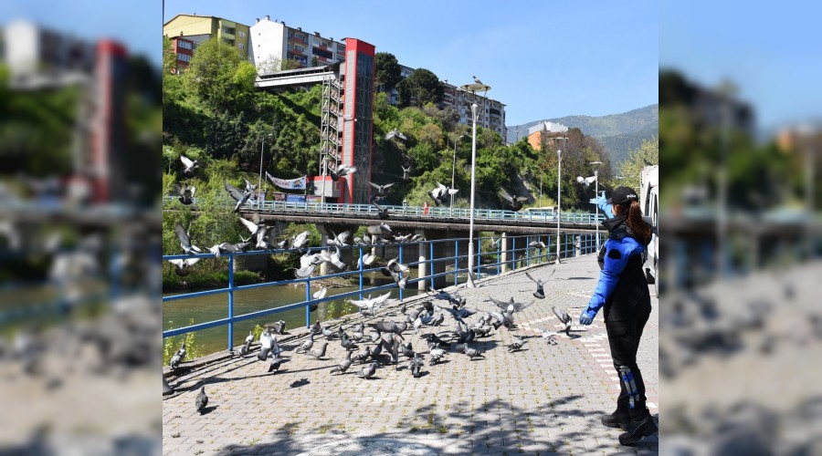 Aç kalan hayvanları polisler besledi
